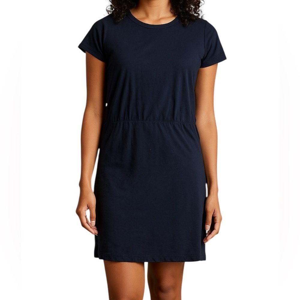 James Perse T-Shirt Dress in Navy Sz 4 or XL Slim Fit Essential Minimalist Chic